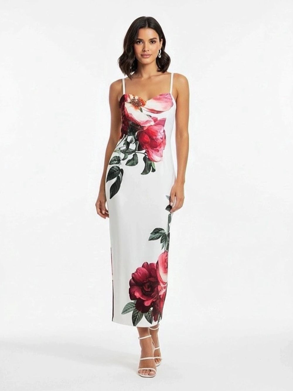 Alice and Olivia Midi Dress White & Pink